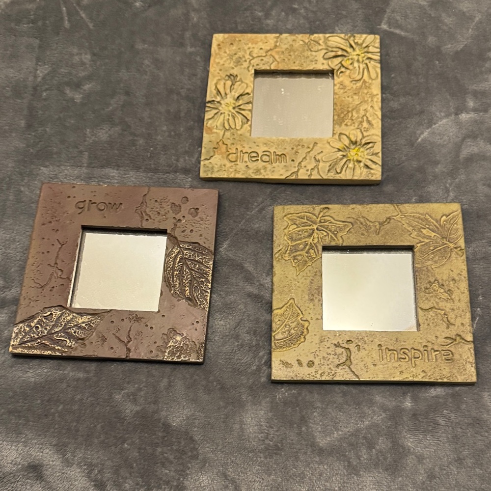 Set of Three Inspirational Square Mirrors